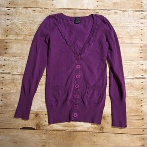 EUC purple Wet Seal button up cardigan